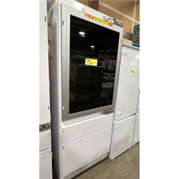 GE MONOGRAM MODEL ZIC30GNHII. 30" BUILT-IN BOTTOM FREEZER 2 DRAWER GLASS FRONT REFRIGERATOR