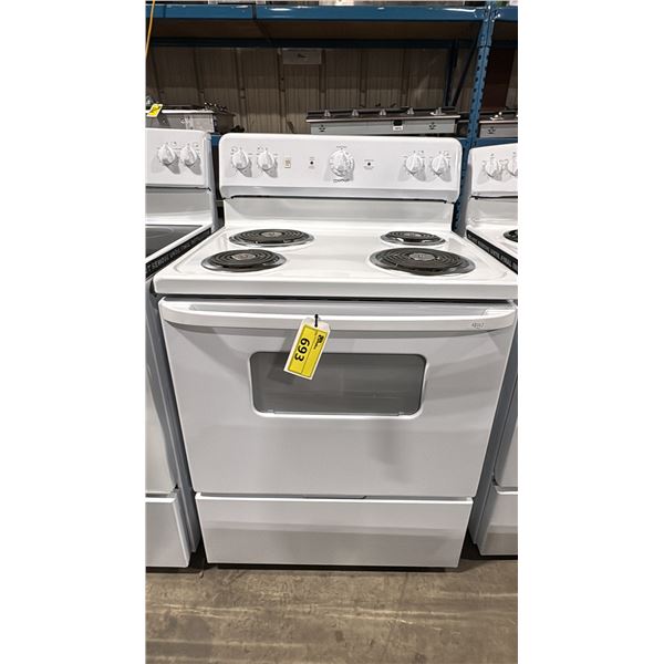 MOFFAT MODEL MCBS523DN2WW. 30" WHITE FREESTANDING ELECTRIC RANGE