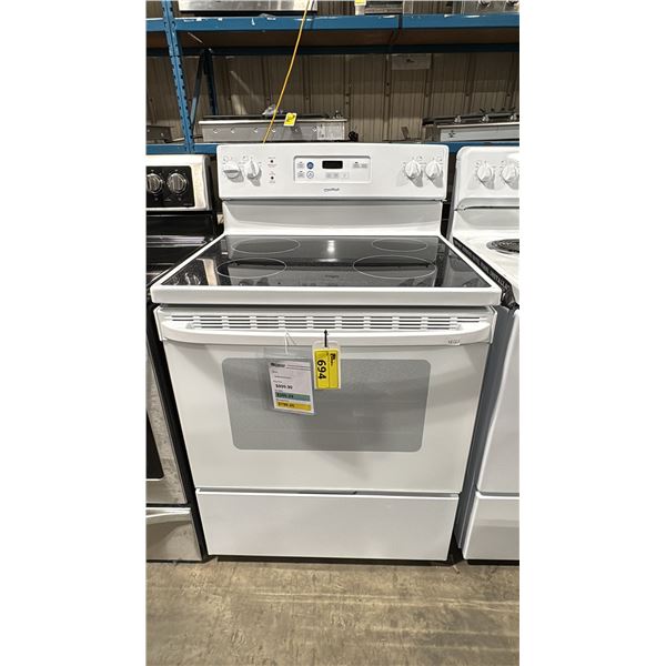 MOFFAT MODEL MCBS585DNWW. 30" WHITE FREESTANDING ELECTRIC RANGE WITH BLACK GLASS-CERAMIC SMOOTHTOP
