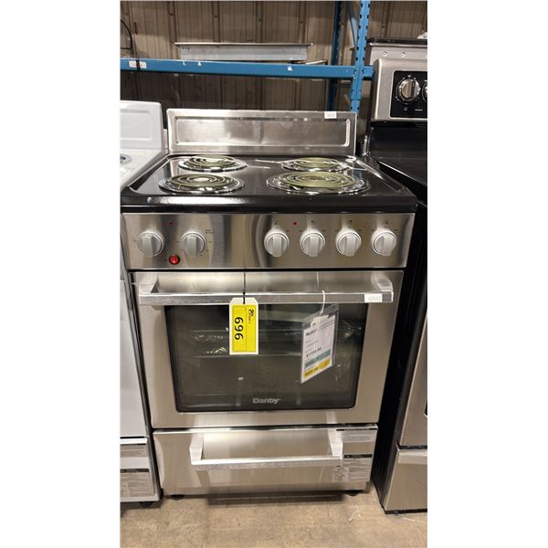DANBY MODEL DERM240BSSC. STAINLESS STEEL 24" FREESTANDING ELECTRIC RANGE
