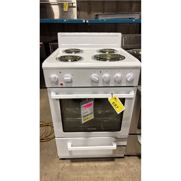 DANBY MODEL DERM240WC. WHITE 24" FREESTANDING ELECTRIC RANGE