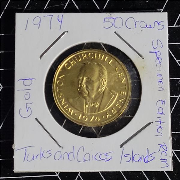 1974 Turks and Caicos Islands 50 Crowns Gold Coins Special Edition 9.00g 0.500