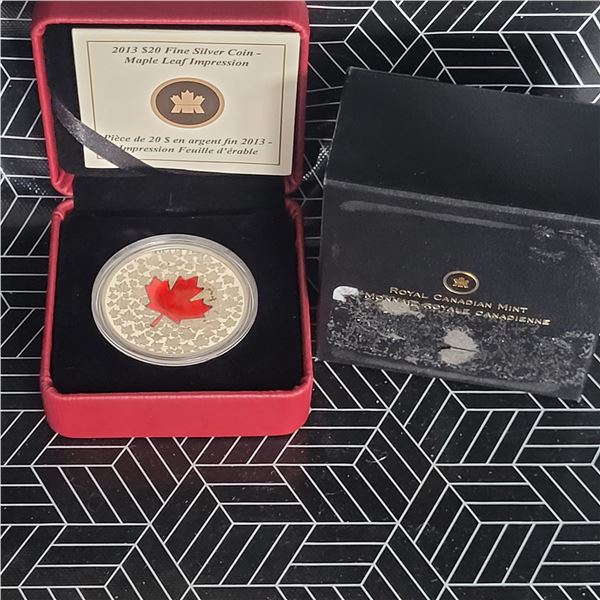2013 RCM Maple Leaf Impression $20 Fine Silver Coin No GST