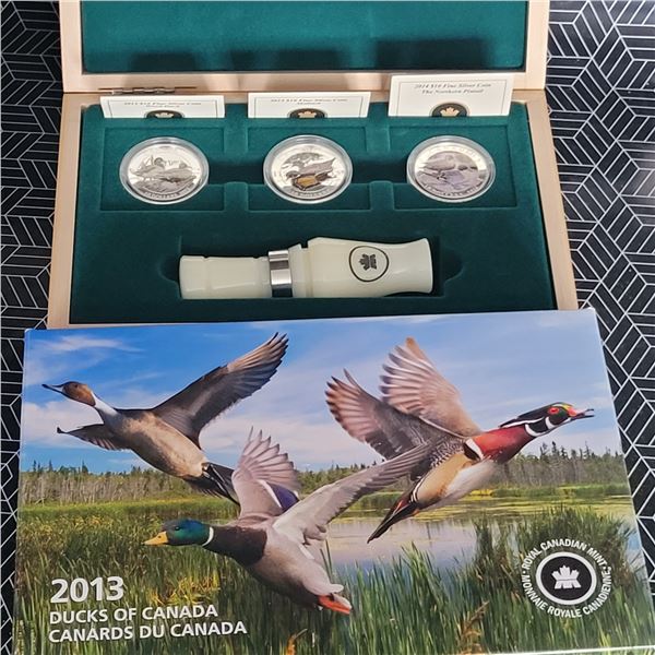 2013 RCM Ducks of Canada 3 $10 Fine Silver Coins (with whistle) No GST Mintage 10,000