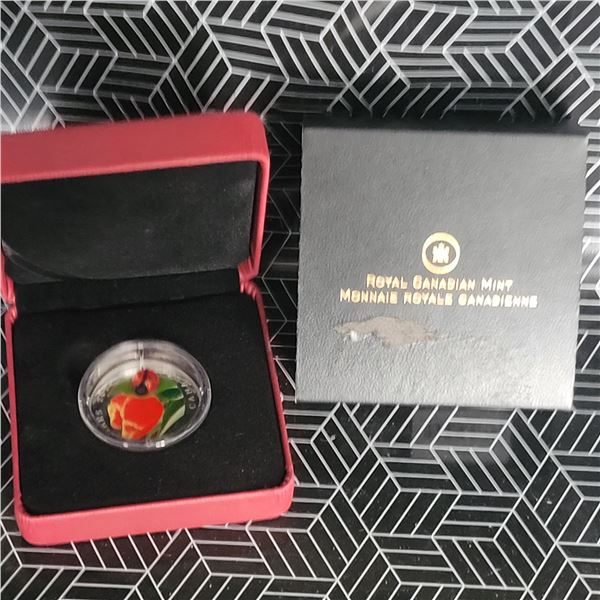 2011 RCM $20 3D Tulip With Ladybug w/ Venetian Glass Fine Silver No GST