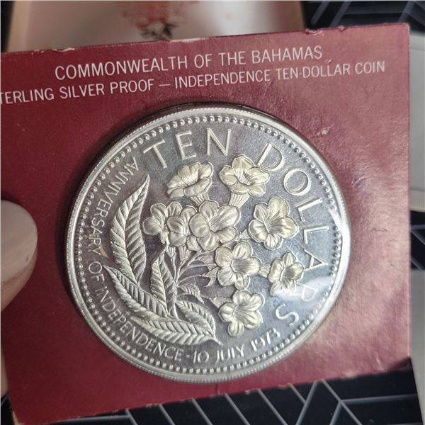1975 Sterling Silver $10 Bahamas Coin 48.6 g 0.925 silver ONLY 63,000 Minted