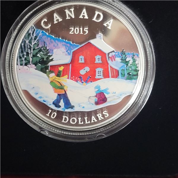 2015 RCM $10 Fine Silver Winter Scene Coin 15.87g Ni GST ONLY 8,000 Minted