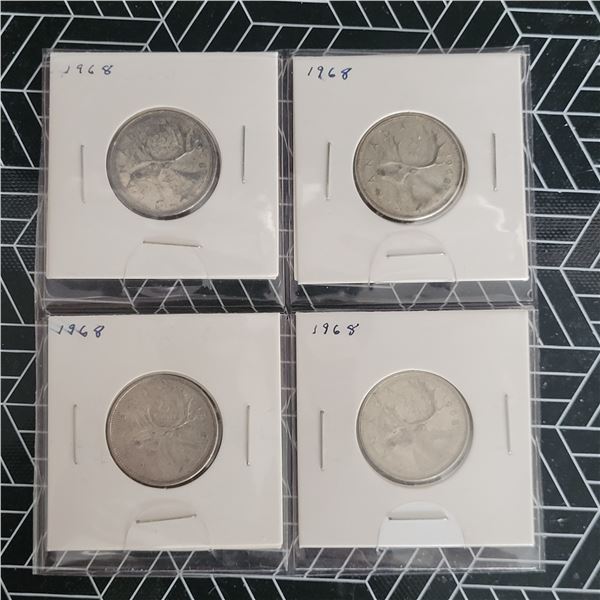 4 Canadian Silver Quarters