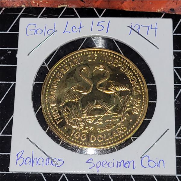 *ULTRA RARE* 1974 $100 Bahama Islands 18g 0.50 Gold