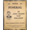 Image 1 : Doc Holliday Reprint Funeral Notice Reprint Prop