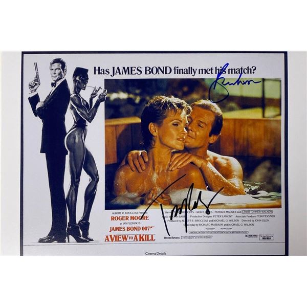 A View to a Kill Roger Moore and Tanya Roberts facsimile signed movie photo
