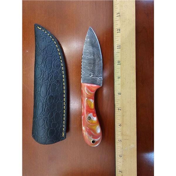 Handmade Damascus Steel Knife & Sheath