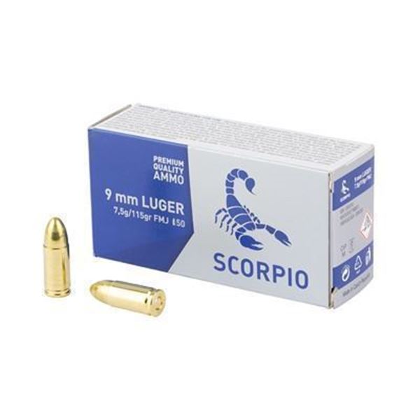 SCORPIO AMMO 9MM 115GR FMJ - 1000 Rounds