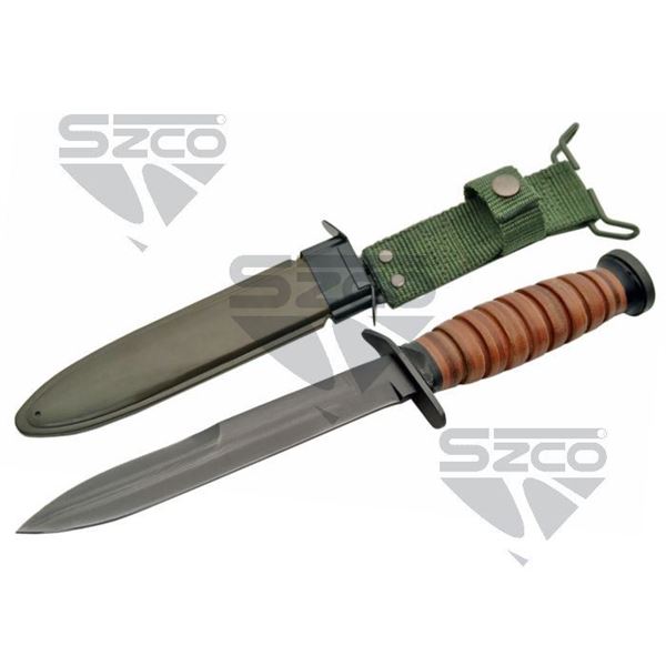 12" WWII M3 TRENCH KNIFE WITH HARD SHEATH