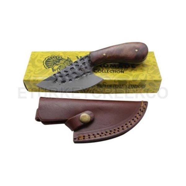 Hand Forged Damascus Steel Knife w/ Leather Sheath