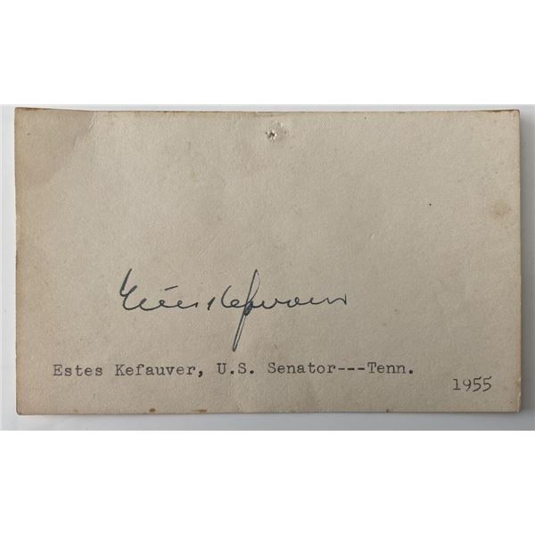 Senator of Tennessee Estes Kefauver signed autograph card
