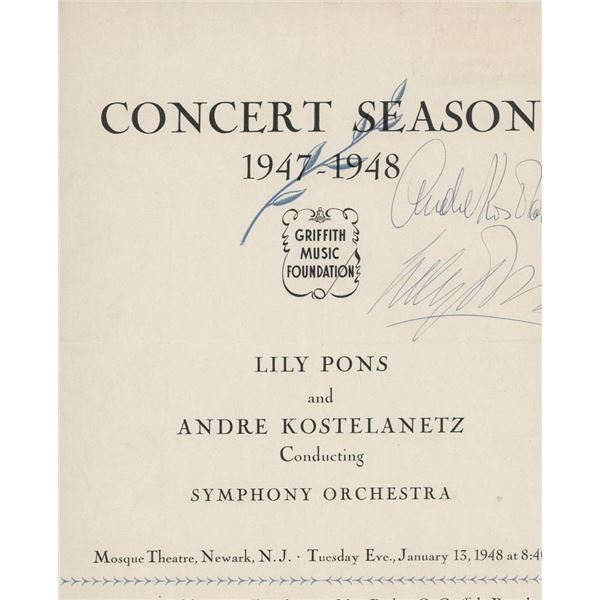Griffith Music Foundation signed program 1947-1948