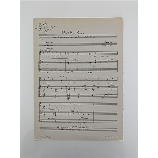 Bye Bye Baby Jule Styne signed lyrics