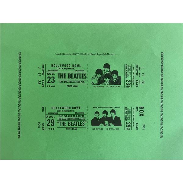 Beatles reproduction concert ticket album prop