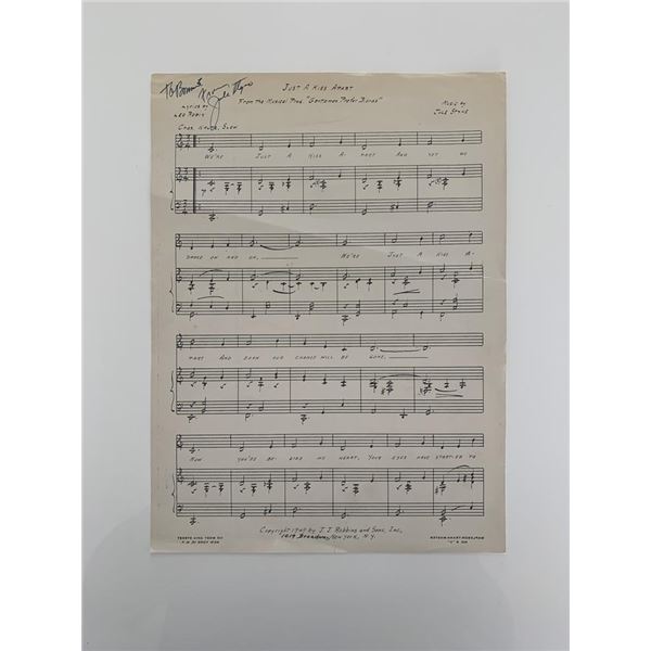 Just A Kiss Apart Jule Styne signed lyrics