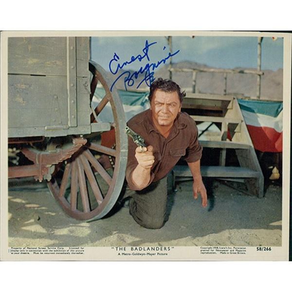The Badlanders Ernest Borgnine signed photo. JSA Authenticated
