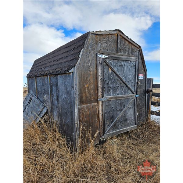 Wood Baby Barn on Skids w/Contents