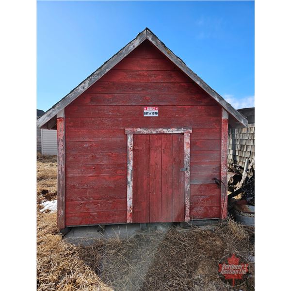 Wood Shed on Skids (Red) w/Contents