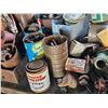 Image 13 : Work Shop Items : Forge Blower & Table; Post Drill; Jack Shaft; Metal Parts & Pieces; Wagon Wheels; 