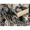 Image 16 : Work Shop Items : Forge Blower & Table; Post Drill; Jack Shaft; Metal Parts & Pieces; Wagon Wheels; 