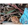 Image 21 : Work Shop Items : Forge Blower & Table; Post Drill; Jack Shaft; Metal Parts & Pieces; Wagon Wheels; 