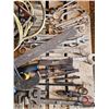 Image 2 : Pallet Lot: Variety Tools (Wrenches, Come-A-Longs (2), Beam Scale, Hydraulic Jack, Boomers, Square, 