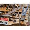 Image 4 : Pallet Lot: Variety Tools (Wrenches, Come-A-Longs (2), Beam Scale, Hydraulic Jack, Boomers, Square, 