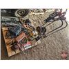 Image 1 : Pallet Lot: Chains & Boomers, Bottle Jack, Battery Charger, Drill Bits, Oxy/Acet Cart with Gauges, A