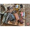 Image 2 : Pallet Lot: Chains & Boomers, Bottle Jack, Battery Charger, Drill Bits, Oxy/Acet Cart with Gauges, A