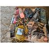 Image 6 : Pallet Lot: Chains & Boomers, Bottle Jack, Battery Charger, Drill Bits, Oxy/Acet Cart with Gauges, A