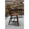 Image 16 : Wooden Desk w/ Drawer, Letter Rack & Cupid Motif 36" x 19" w/ Windsor Bow Back Chair 16" x 14" x 33"