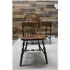 Image 17 : Wooden Desk w/ Drawer, Letter Rack & Cupid Motif 36" x 19" w/ Windsor Bow Back Chair 16" x 14" x 33"