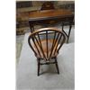 Image 19 : Wooden Desk w/ Drawer, Letter Rack & Cupid Motif 36" x 19" w/ Windsor Bow Back Chair 16" x 14" x 33"
