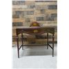 Image 2 : Wooden Desk w/ Drawer, Letter Rack & Cupid Motif 36" x 19" w/ Windsor Bow Back Chair 16" x 14" x 33"