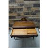 Image 3 : Wooden Desk w/ Drawer, Letter Rack & Cupid Motif 36" x 19" w/ Windsor Bow Back Chair 16" x 14" x 33"