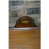 Image 6 : Wooden Desk w/ Drawer, Letter Rack & Cupid Motif 36" x 19" w/ Windsor Bow Back Chair 16" x 14" x 33"