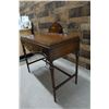 Image 8 : Wooden Desk w/ Drawer, Letter Rack & Cupid Motif 36" x 19" w/ Windsor Bow Back Chair 16" x 14" x 33"