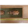 Image 8 : Qty 2 Carved Wooden Bali Dance Masks in Bamboo Motif Frame 24" x 8.5"