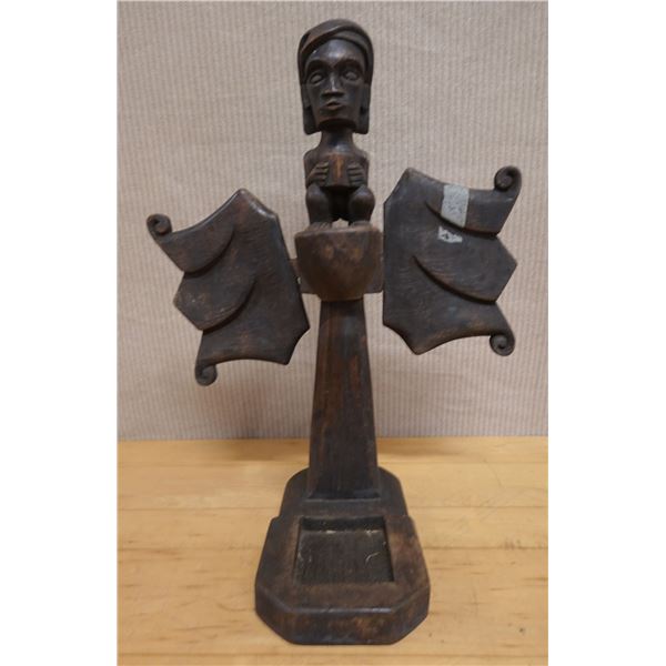 Indonesian Carved Hardwood Batak Tribal Ancestor Ritual Candle Holder 15" x 8" x 20"H
