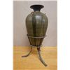 Image 1 : Large Amphora Vase in Wrought Iron Tripod Stand 9.5" Dia, 28"H (inc stand)