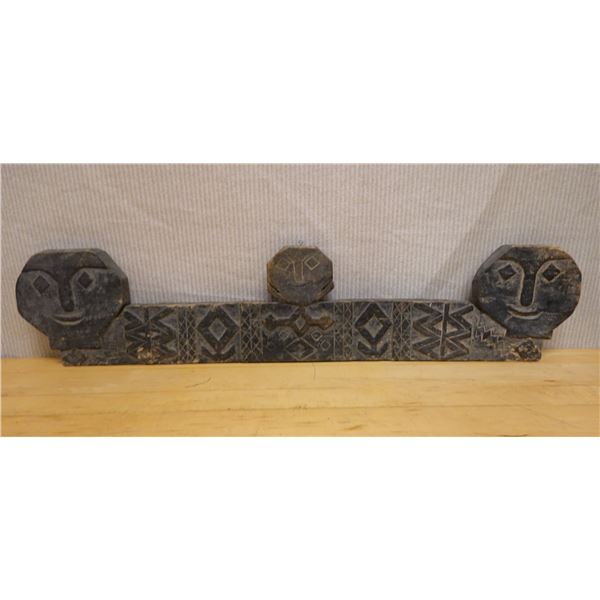 Long Wooden Tribal Carving 42" x 1.5" x 8.5"H