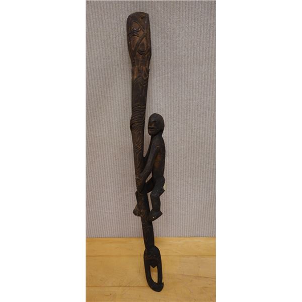 New Guinea Carved Wooden Ceremonial Adze 4" x 4" x 30"H
