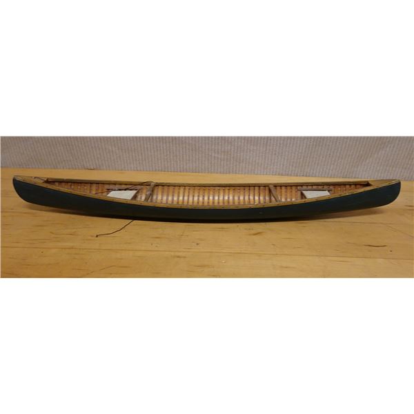 Carved Wooden Western-Style Canoe w/ 2 Paddles 4.5" x 28"L