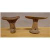 Image 1 : Qty 2 Carved Wooden Tribal Headrests Approx 8-10"L x 7.5"H