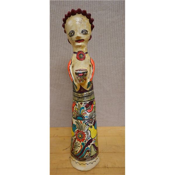 Hand-Painted Ceramic Folk-Art Figure 4" Dia, 24"L (chipped)